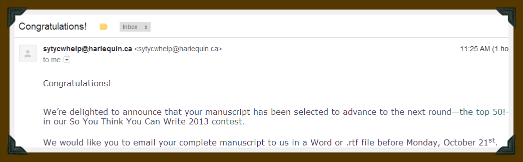 congratulation email from SYTYCW2013